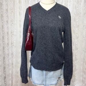 Y2K‎ Abercrombie & Fitch 100% Cashmere Grey Sweater Womens Medium EUC